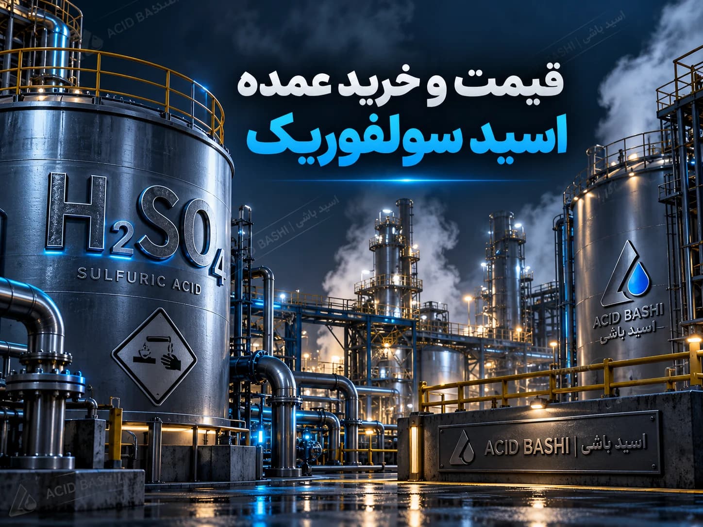 قیمت و خرید عمده اسید سولفوریک صنعتی H2SO4 اسید باشی